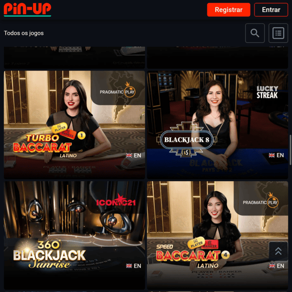 Pin-Up Live Baccarat and Blackjack